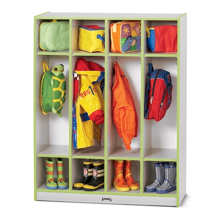 Jonti-Craft Rainbow Accents 4 Section Coat Locker, Key Lime 0268JCWW130